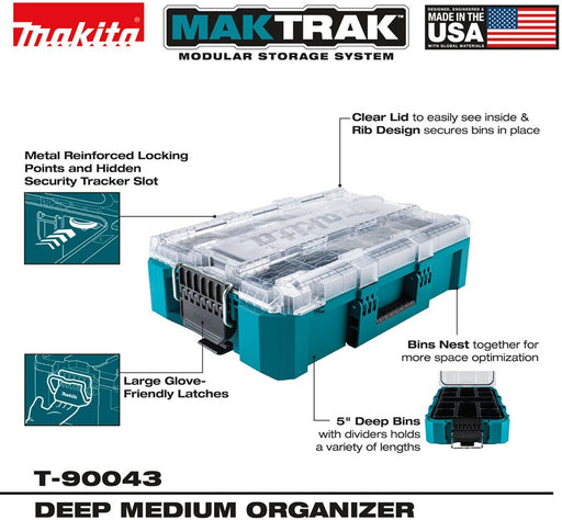 Makita (T - 90043) MAKTRAK™ Deep Medium Organizer - Pacific Power Tools