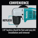 Makita (XAD02Z - R) 18V LXT® Cordless 3/8" Angle Drill, keyless (Tool Only) (Factory Reconditioned) - Pacific Power Tools