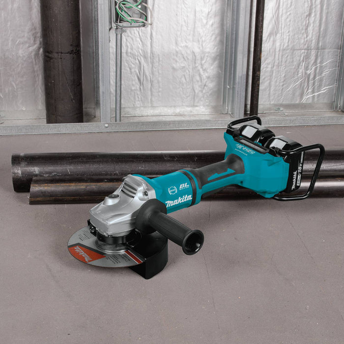 Makita (XAG12PT1 - R) 36V (18V X2) LXT® Brushless 7" Paddle Switch Cut - Off/Angle Grinder Kit, electric brake, dual port charger, bag, lock - off, no lock - on (5.0Ah) (Factory Reconditioned) - Pacific Power Tools