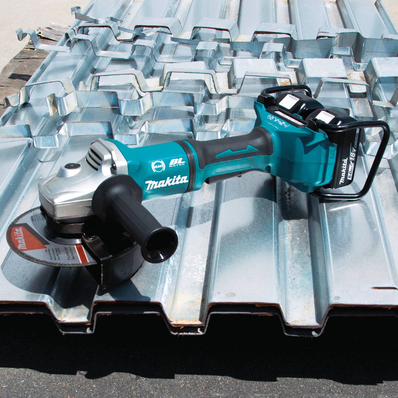 Makita (XAG12PT1 - R) 36V (18V X2) LXT® Brushless 7" Paddle Switch Cut - Off/Angle Grinder Kit, electric brake, dual port charger, bag, lock - off, no lock - on (5.0Ah) (Factory Reconditioned) - Pacific Power Tools