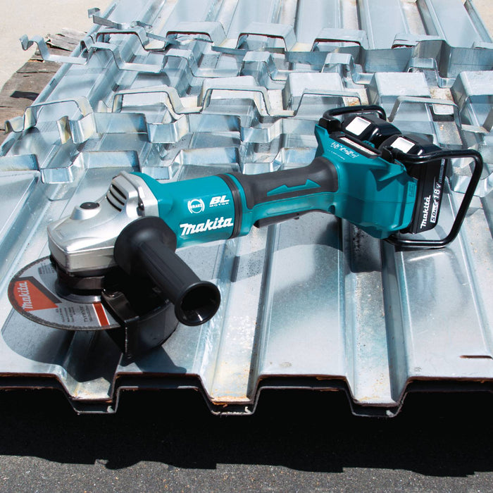 Makita (XAG12PT1 - R) 36V (18V X2) LXT® Brushless 7" Paddle Switch Cut - Off/Angle Grinder Kit, electric brake, dual port charger, bag, lock - off, no lock - on (5.0Ah) (Factory Reconditioned) - Pacific Power Tools