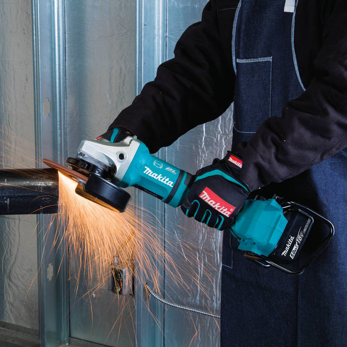 Makita (XAG12PT1 - R) 36V (18V X2) LXT® Brushless 7" Paddle Switch Cut - Off/Angle Grinder Kit, electric brake, dual port charger, bag, lock - off, no lock - on (5.0Ah) (Factory Reconditioned) - Pacific Power Tools