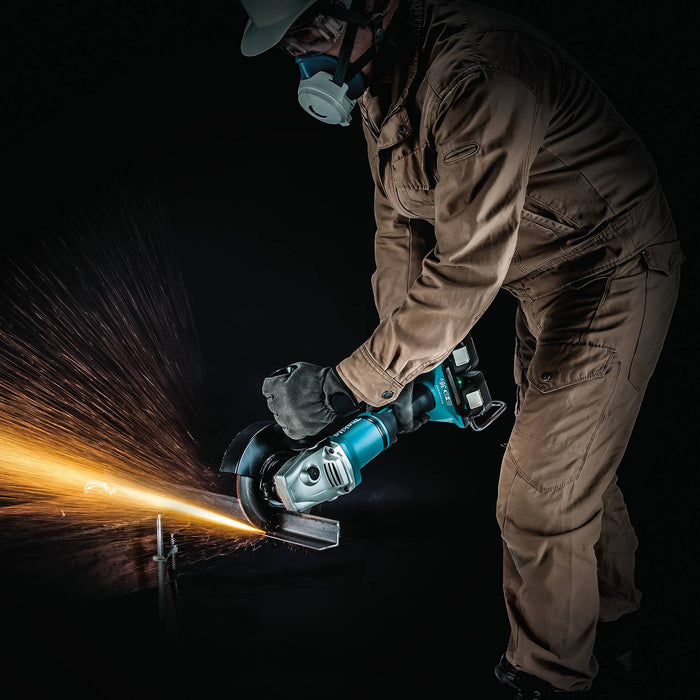 Makita (XAG12PT1 - R) 36V (18V X2) LXT® Brushless 7" Paddle Switch Cut - Off/Angle Grinder Kit, electric brake, dual port charger, bag, lock - off, no lock - on (5.0Ah) (Factory Reconditioned) - Pacific Power Tools