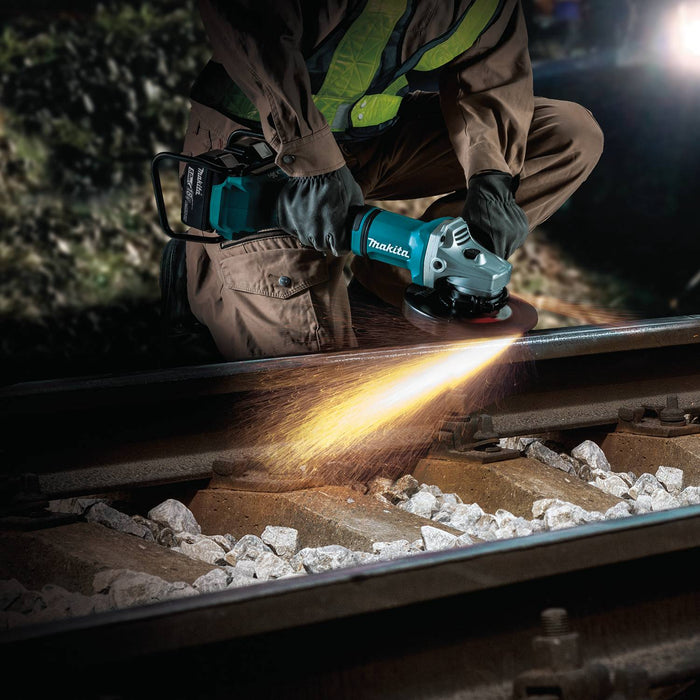 Makita (XAG12PT1 - R) 36V (18V X2) LXT® Brushless 7" Paddle Switch Cut - Off/Angle Grinder Kit, electric brake, dual port charger, bag, lock - off, no lock - on (5.0Ah) (Factory Reconditioned) - Pacific Power Tools