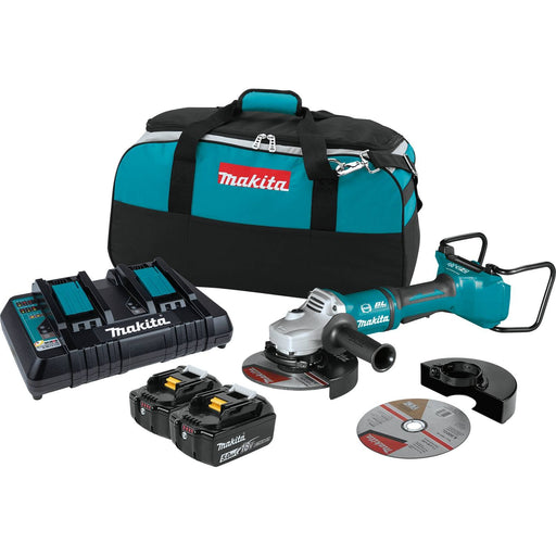 Makita (XAG12PT1 - R) 36V (18V X2) LXT® Brushless 7" Paddle Switch Cut - Off/Angle Grinder Kit, electric brake, dual port charger, bag, lock - off, no lock - on (5.0Ah) (Factory Reconditioned) - Pacific Power Tools