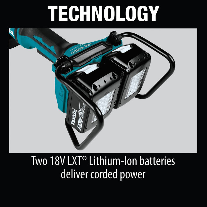 Makita (XAG12PT1 - R) 36V (18V X2) LXT® Brushless 7" Paddle Switch Cut - Off/Angle Grinder Kit, electric brake, dual port charger, bag, lock - off, no lock - on (5.0Ah) (Factory Reconditioned) - Pacific Power Tools