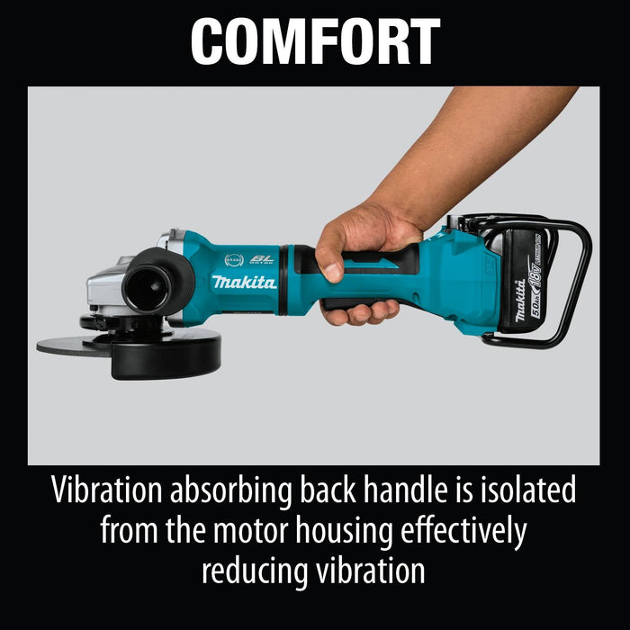 Makita (XAG12PT1 - R) 36V (18V X2) LXT® Brushless 7" Paddle Switch Cut - Off/Angle Grinder Kit, electric brake, dual port charger, bag, lock - off, no lock - on (5.0Ah) (Factory Reconditioned) - Pacific Power Tools