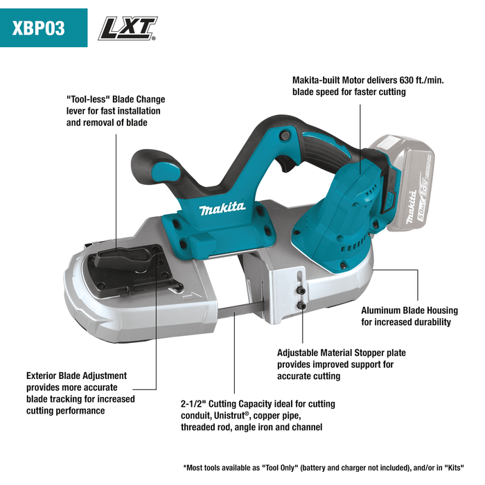 Makita (XBP03Z) 18V LXT® Compact Band Saw (Tool Only) - Pacific Power Tools