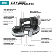Makita (XBP05ZB) 18V LXT® Lithium - Ion Sub - Compact Brushless Band Saw (Tool Only) - Pacific Power Tools