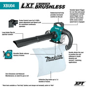 Makita (XBU04PTV) 36V (18V X2) LXT® Brushless Blower Kit w/Vacuum Attachment Kit (5.0Ah) - Pacific Power Tools