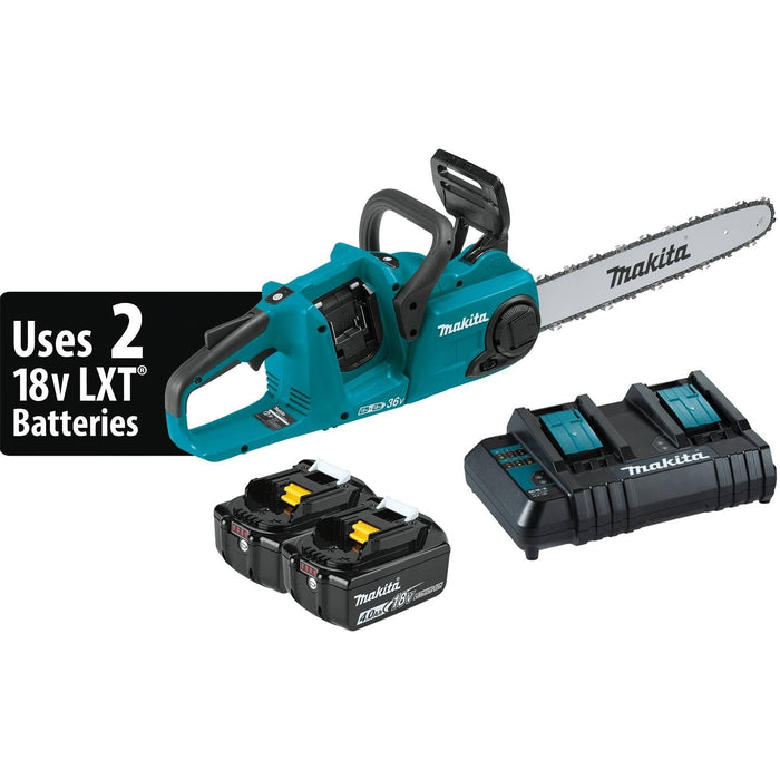 Makita (XCU04CM) 36V ( X2) LXT® Brushless 16" Chain Saw Kit, dual port charger (4.0Ah) - Pacific Power Tools