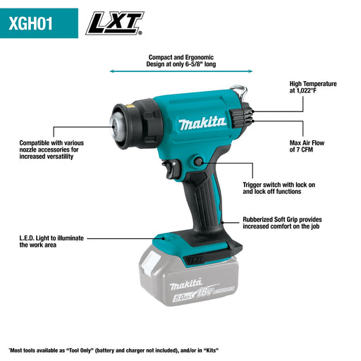 Makita (XGH01ZK) 18V LXT® Heat Gun (Tool Only) - Pacific Power Tools