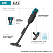 Makita (XLC01ZB) 18V LXT® Lithium‑ion 2‑Speed Compact Stick Vacuum, w/Push Button (Tool Only) - Pacific Power Tools