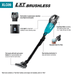 Makita (XLC09R1B) 18V LXT® Brushless 4 - Speed Compact Stick Vacuum Kit, w/ Push Button (2.0Ah) - Pacific Power Tools
