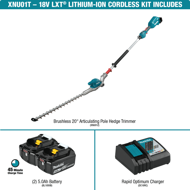 Makita (XNU01T - R) 18V LXT® Brushless 20" Articulating Pole Hedge Trimmer (Factory Reconditioned - Pacific Power Tools