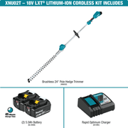 Makita (XNU02T - R) 18V LXT® Brushless 24" Pole Hedge Trimmer Kit (5.0Ah) (Factory Reconditioned) - Pacific Power Tools