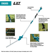 Makita (XNU05Z) LXT® 18" Telescoping Articulating Pole Hedge Trimmer (Tool Only) - Pacific Power Tools