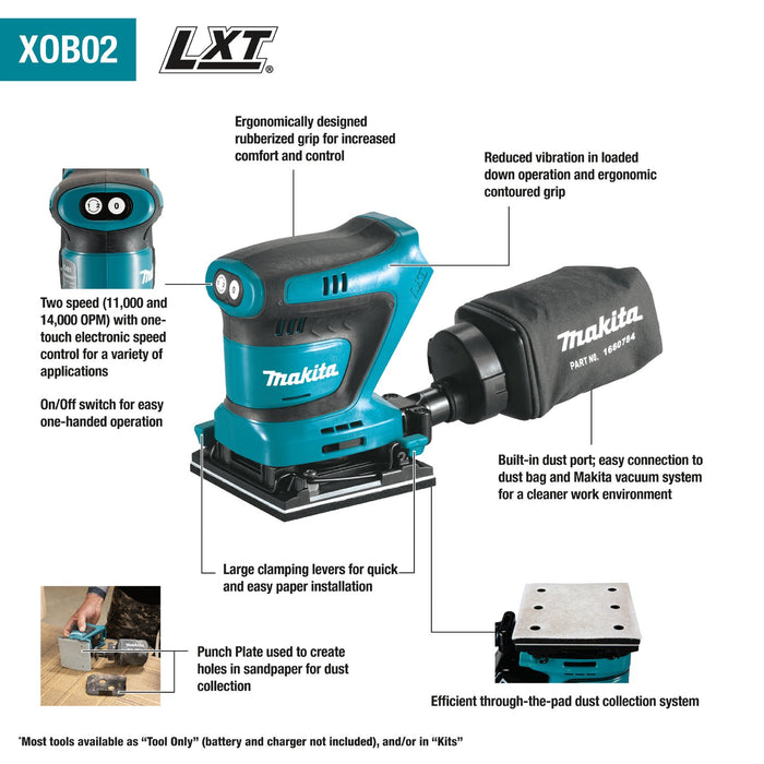 Makita (XOB02Z) 18V LXT® 1/4 Sheet Finishing Sander (Tool Only) - Pacific Power Tools