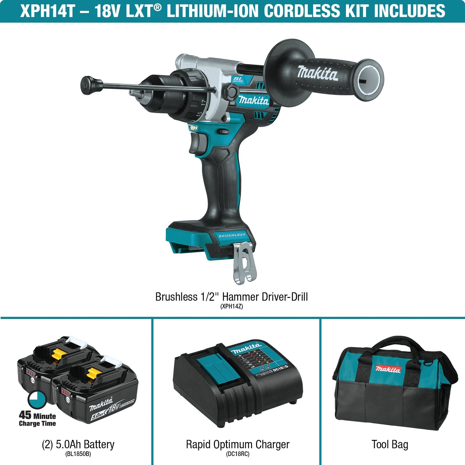 Makita (XPH14T - R) 18V LXT® Brushless 1/2