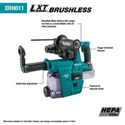 Makita (XRH011TWX) 18V LXT® Lithium - Ion Brushless 1" SDS - PLUS Rotary Hammer Kit, HEPA Dust Extractor Attachment (5.0Ah) - Pacific Power Tools