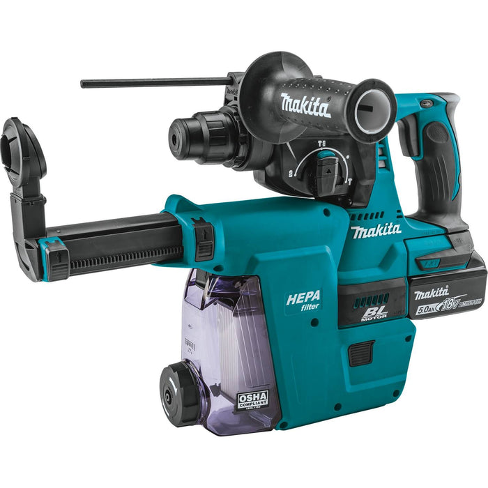 Makita (XRH011TWX) 18V LXT® Lithium - Ion Brushless 1" SDS - PLUS Rotary Hammer Kit, HEPA Dust Extractor Attachment (5.0Ah) - Pacific Power Tools