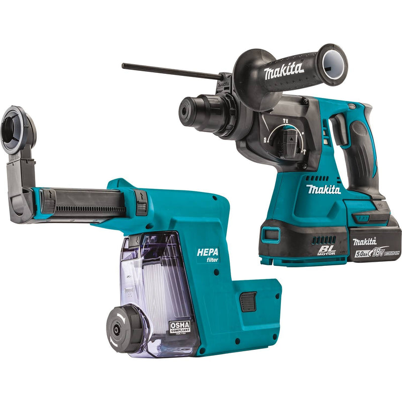 Makita (XRH011TWX) 18V LXT® Lithium - Ion Brushless 1" SDS - PLUS Rotary Hammer Kit, HEPA Dust Extractor Attachment (5.0Ah) - Pacific Power Tools