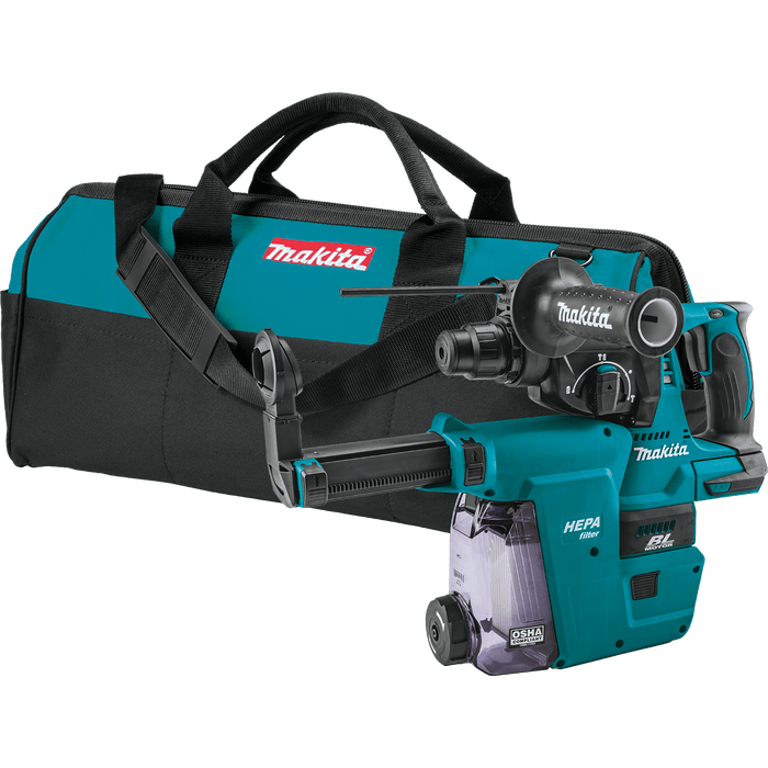 Makita (XRH01ZWX) 118V LXT® Brushless 1" SDS‑PLUS Rotary Hammer, w/ HEPA Dust Extractor Attachment, Tool Only - Pacific Power Tools