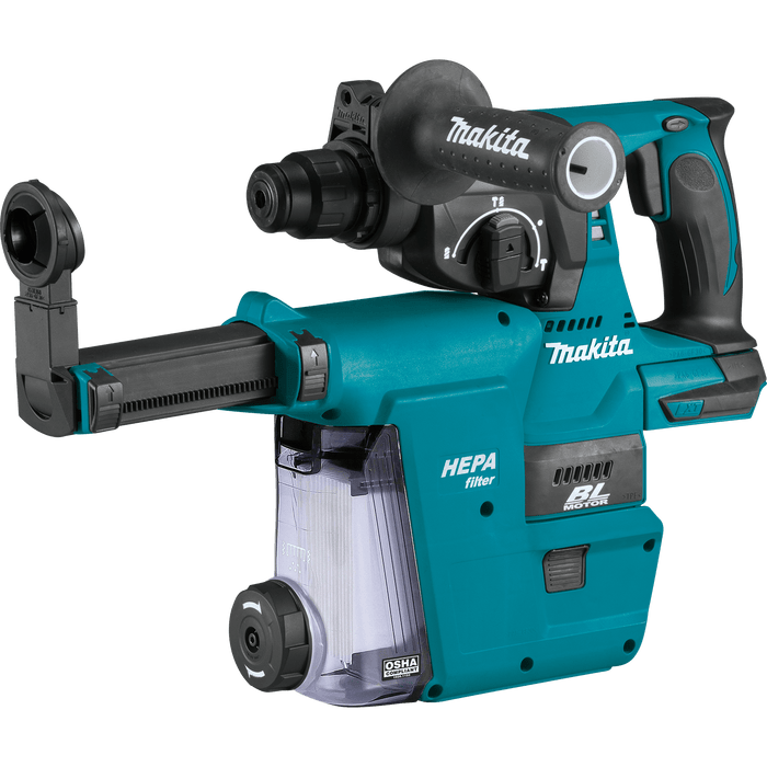 Makita (XRH01ZWX) 118V LXT® Brushless 1" SDS‑PLUS Rotary Hammer, w/ HEPA Dust Extractor Attachment, Tool Only - Pacific Power Tools