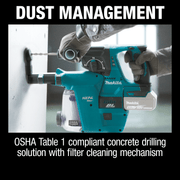 Makita (XRH01ZWX) 118V LXT® Brushless 1" SDS‑PLUS Rotary Hammer, w/ HEPA Dust Extractor Attachment, Tool Only - Pacific Power Tools