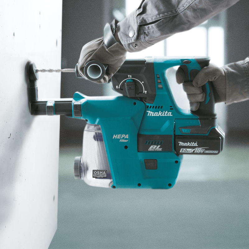 Makita (XRH01ZWX) 118V LXT® Brushless 1" SDS‑PLUS Rotary Hammer, w/ HEPA Dust Extractor Attachment, Tool Only - Pacific Power Tools