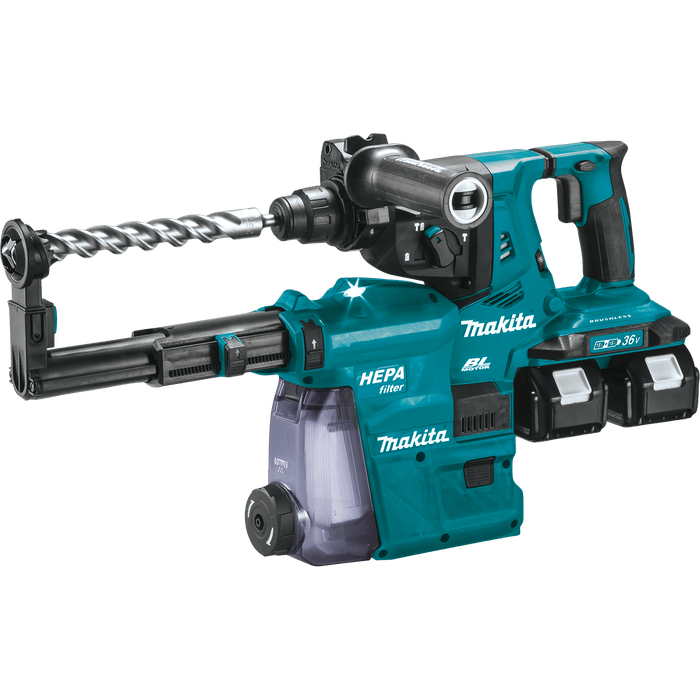 Makita (XRH10PTW) 36V (18V X2) LXT® Brushless 1 - 1/8" SDS - PLUS AVT® Rotary Hammer Kit, w/HEPA Dust Extractor, AFT®, AWS® Capable (5.0Ah) - Pacific Power Tools
