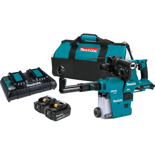 Makita (XRH10PTW) 36V (18V X2) LXT® Brushless 1 - 1/8" SDS - PLUS AVT® Rotary Hammer Kit, w/HEPA Dust Extractor, AFT®, AWS® Capable (5.0Ah) - Pacific Power Tools