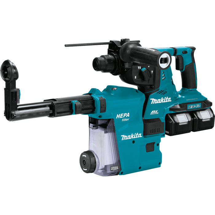 Makita (XRH10PTW) 36V (18V X2) LXT® Brushless 1 - 1/8" SDS - PLUS AVT® Rotary Hammer Kit, w/HEPA Dust Extractor, AFT®, AWS® Capable (5.0Ah) - Pacific Power Tools