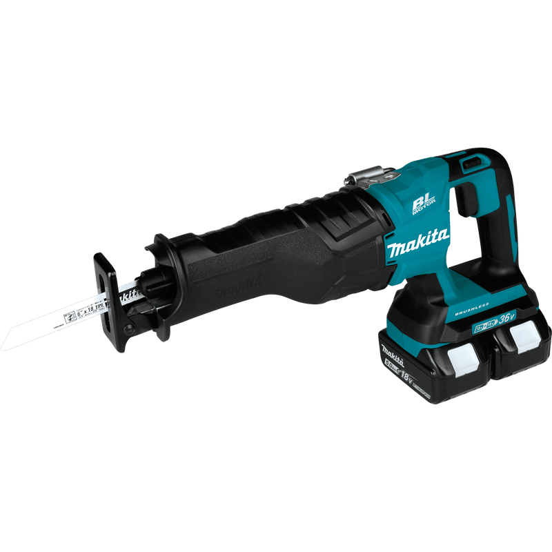 Makita (XRJ06PT - R) 36V (18V X2) LXT® Brushless Recipro Saw Kit, 2 - speed, var. spd., tool - less blade change, dual port charger, bag (5.0Ah) (Factory Reconditioned) - Pacific Power Tools