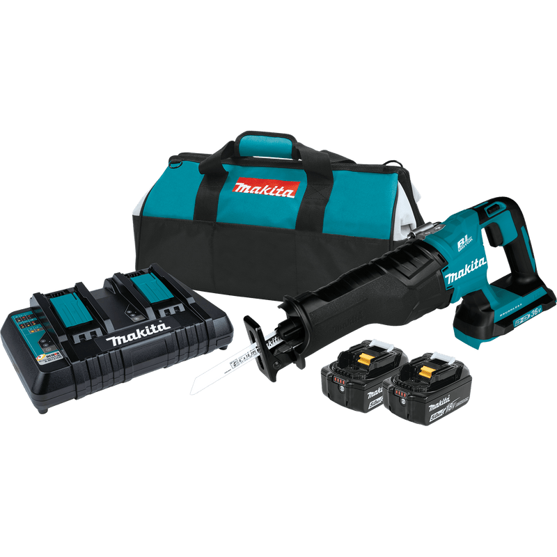 Makita (XRJ06PT - R) 36V (18V X2) LXT® Brushless Recipro Saw Kit, 2 - speed, var. spd., tool - less blade change, dual port charger, bag (5.0Ah) (Factory Reconditioned) - Pacific Power Tools