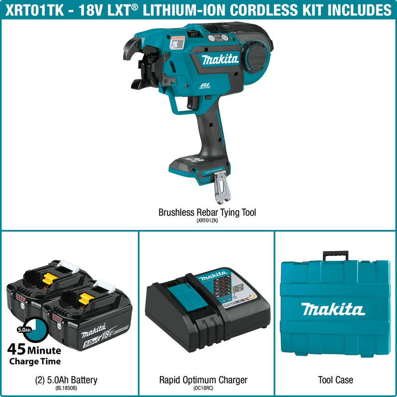 Makita (XRT01TK) 18V Brushless Cordless Rebar Tying Tool Kit (5.0Ah) - Pacific Power Tools