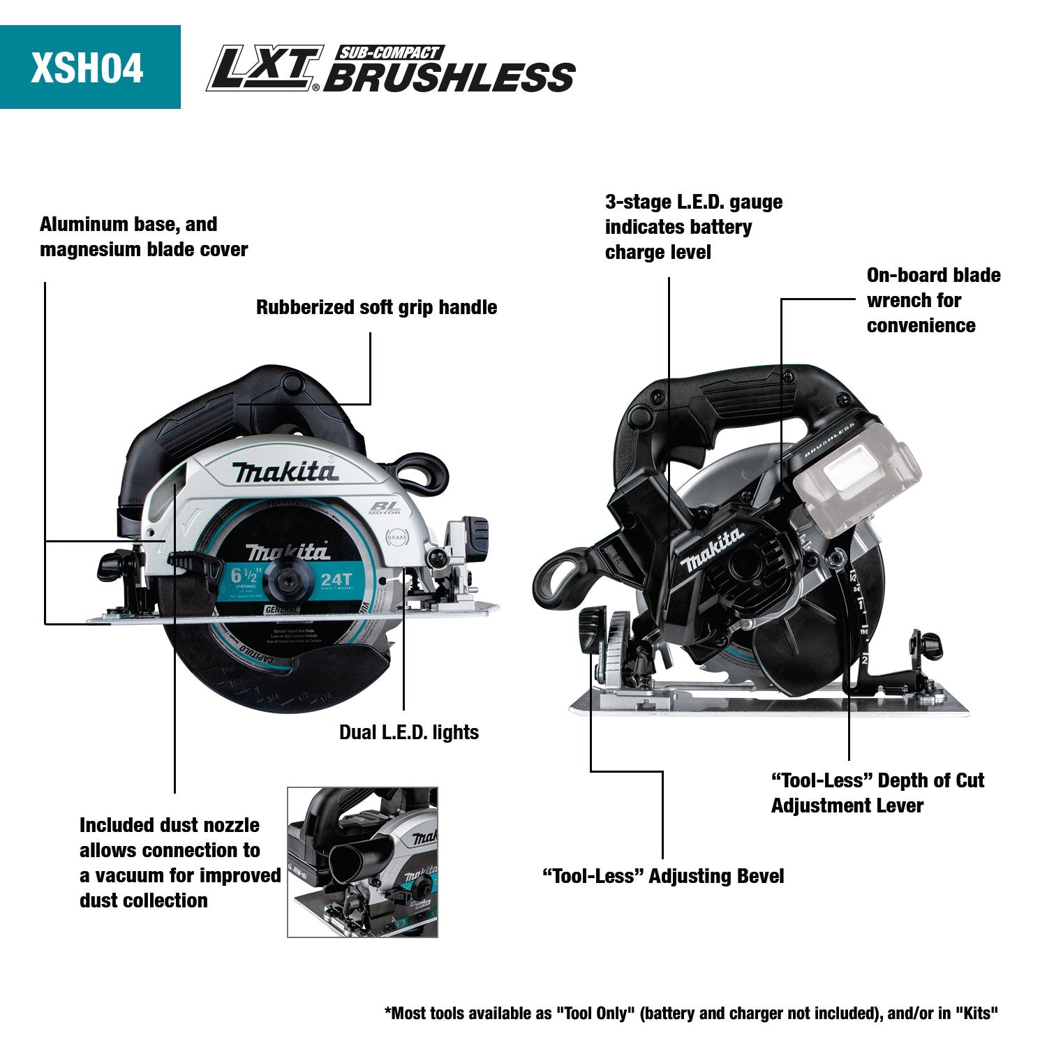 Makita (XSH04ZB - R) 18V LXT® Sub - Compact Brushless 6 - 1/2” Circular Saw (Tool Only) (Factory Reconditioned) - Pacific Power Tools