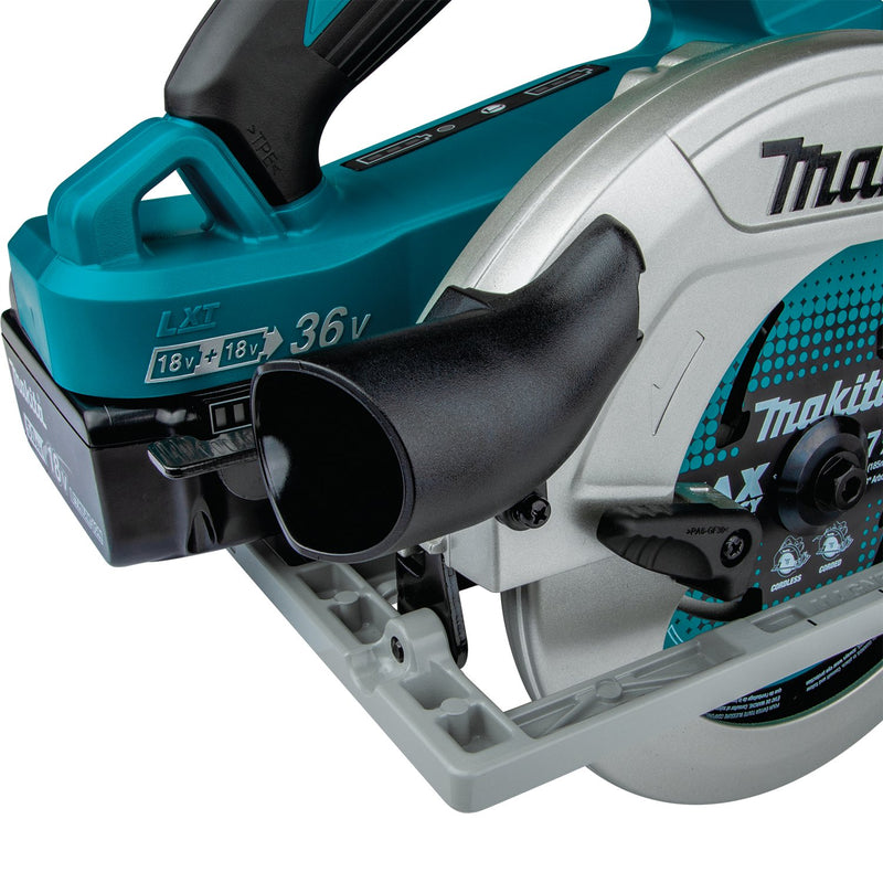 Makita (XSH06PT) 36V (18V X2) LXT® Brushless 7 - 1/4" Circular Saw Kit, blade right, dual port charger, bag (5.0Ah) - Pacific Power Tools