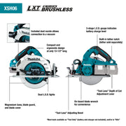 Makita (XSH06PT - R) 36V (18V X2) LXT® Brushless 7 - 1/4" Circular Saw Kit, blade right, dual port charger, bag (5.0Ah) (Factory Reconditioned) - Pacific Power Tools