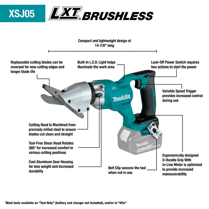 Makita (XSJ05Z) 18V LXT® Brushless 1/2" Fiber Cement Shear (Tool Only) - Pacific Power Tools