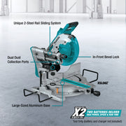 Makita (XSL06Z - R) 36V (18V X2) LXT® Brushless 10" Dual‑Bevel Sliding Compound Miter Saw with Laser (Tool Only) (Factory Reconditioned) - Pacific Power Tools