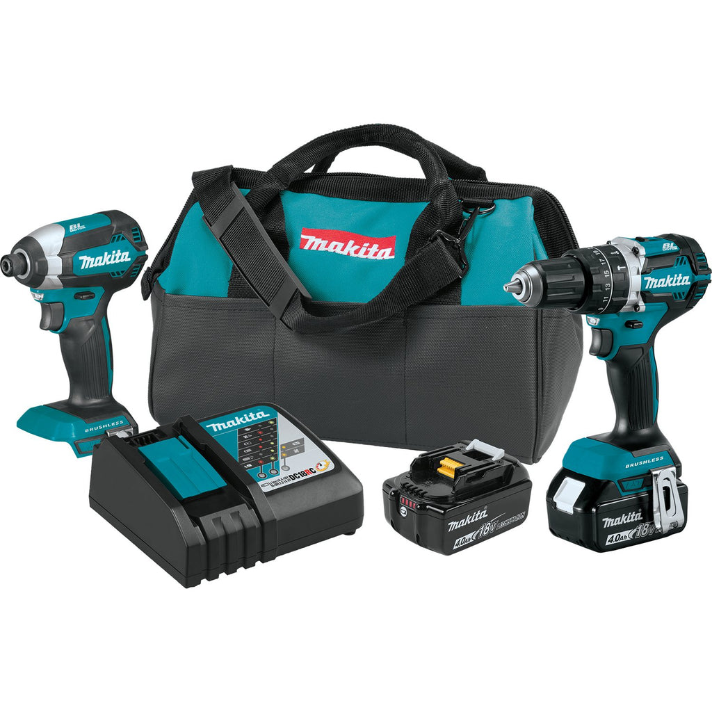 Makita XT269M R 18V LXT Lithium Ion Brushless Cordless 2 Pc. Combo Kit XPH12Z XDT13Z bag 4.0Ah Pacific Power Tools