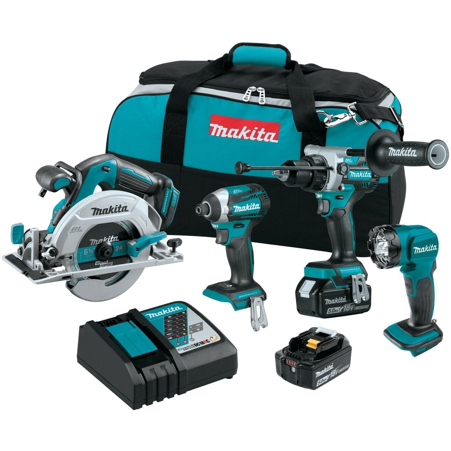 Makita (XT452T) LXT® Brushless 4 Pc. Combo Kit (5.0Ah) - Pacific Power Tools