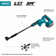 Makita (XWH02Z) 18V LXT 320 PSI 0.7 GPM Power Cleaner (Tool Only) - Pacific Power Tools