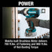 Makita (XWT19Z) 18V LXT® Brushless 3 - Speed 1/2" Sq. Drive Impact Wrench w/ Detent Anvil, (Tool Only) - Pacific Power Tools