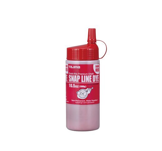 Tajima | Snap Line Dye, permanent marking chalk, dark red, easy-fill nozzle, 300g / 10.5 oz. - Pacific Power Tools