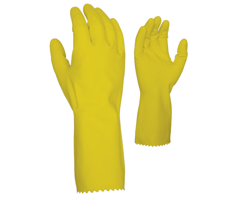 Task Glove (CH2118 - 12) CHEM101® - 18 mil Yellow Latex, 12" length, Flock Lined, Diamond shaped grip (12 pack) - Pacific Power Tools