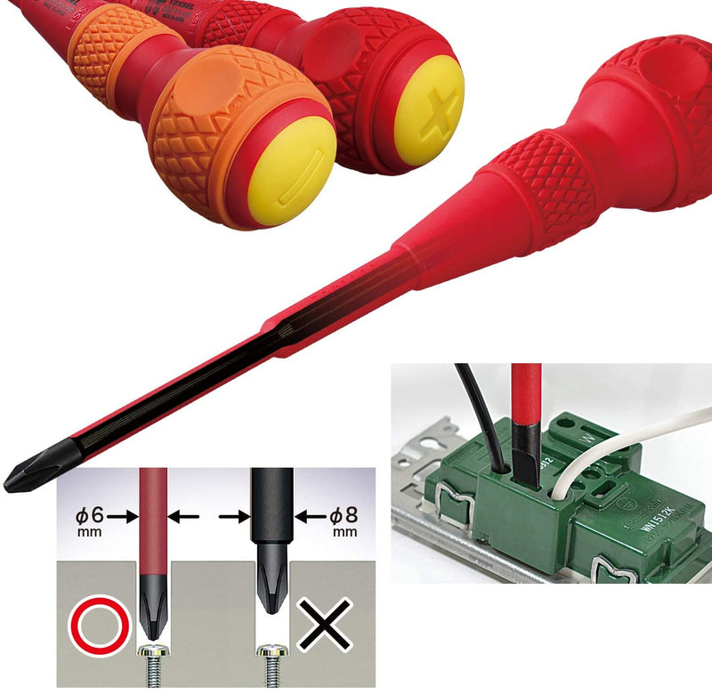 VESSEL (2005PBU) BALL GRIP Insulated Screwdriver 5PC. Set - Pacific Power Tools