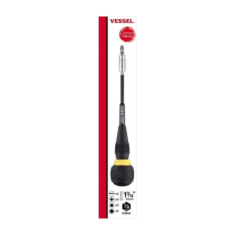 VESSEL (2200MBH120K01) BALL GRIP Interchangeable Ratchet Screwdriver 10PC. Bit Set - Pacific Power Tools