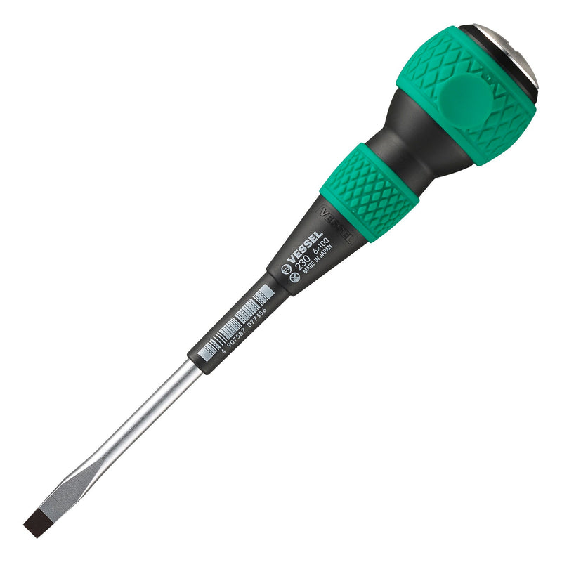 VESSEL (230S6100) BALL GRIP Tang - Thru Screwdriver No.230 - 6x100 - Pacific Power Tools